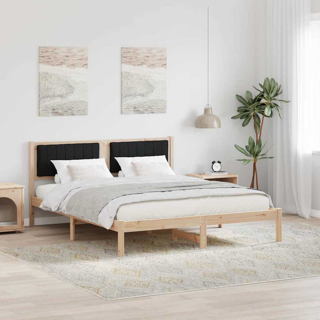 Paturi si accesorii - Cadru de pat cu tăblie tapițată Negru 150 x 200 cm țesătură