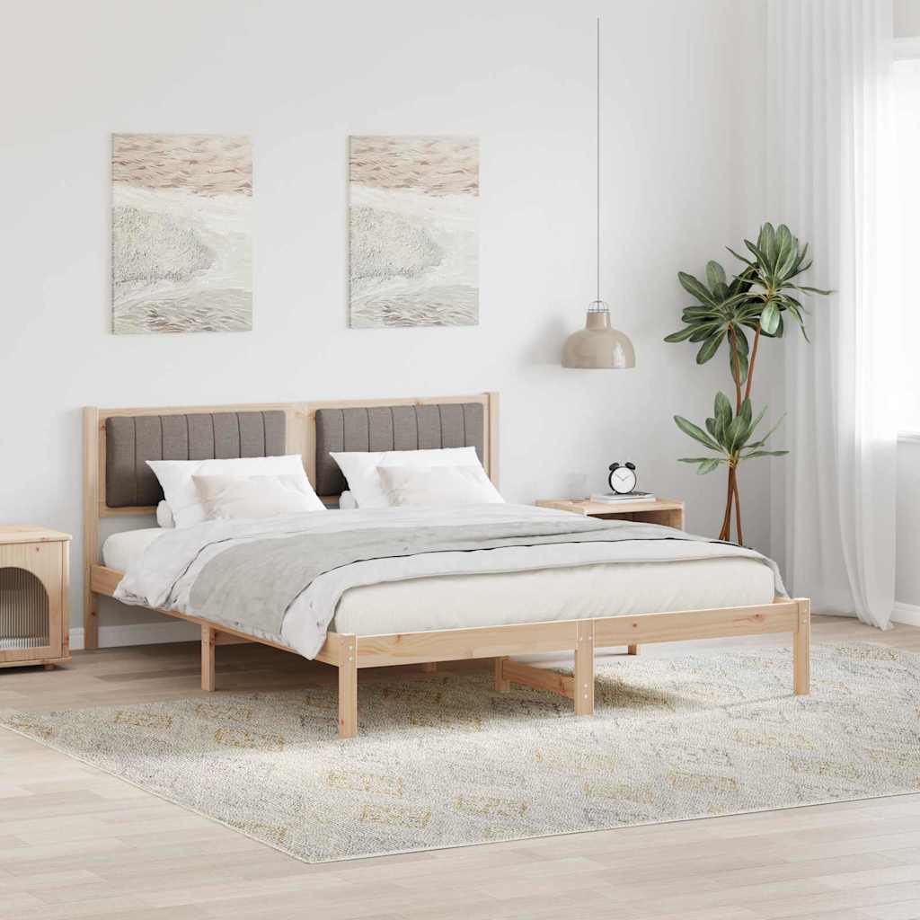 Paturi si accesorii - Cadru de pat cu tăblie tapițată Gri taupe 150 x 200 cm țesătură