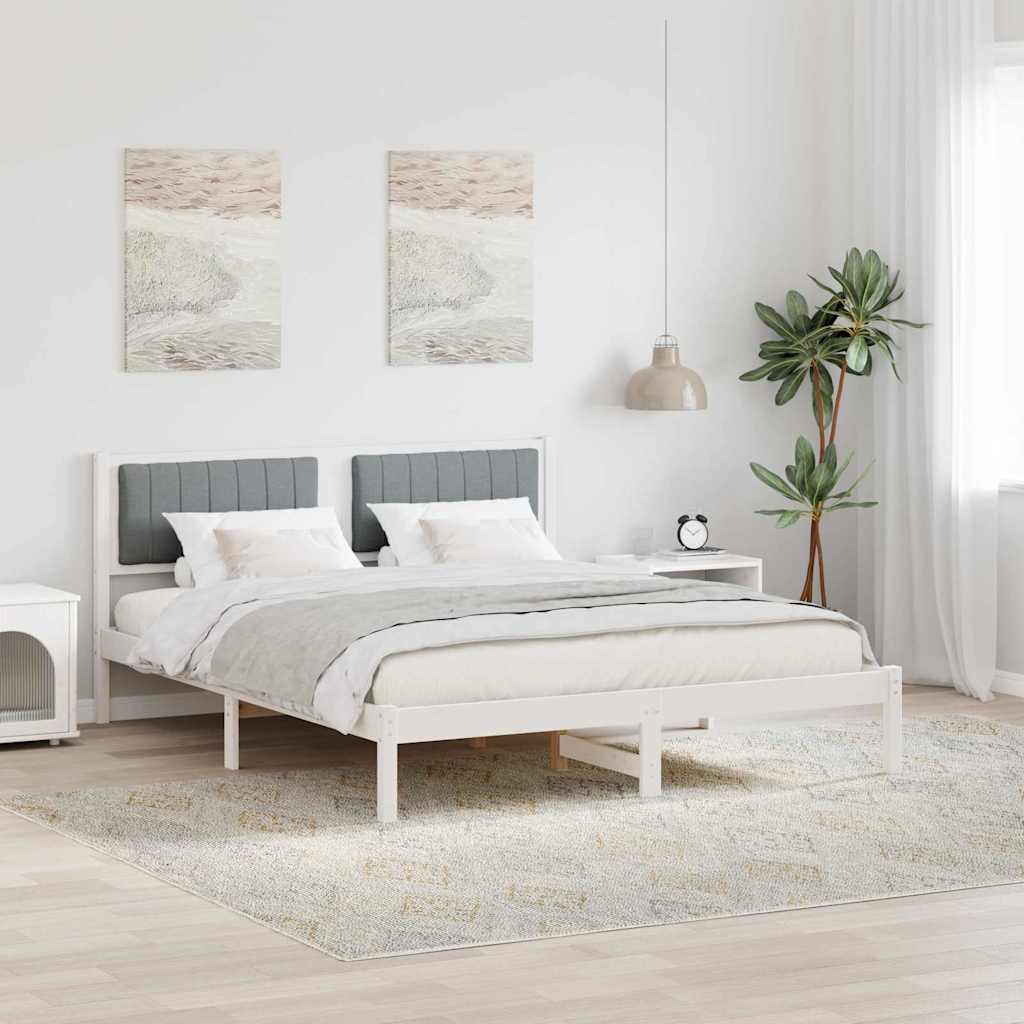 Paturi si accesorii - Cadru de pat cu tăblie tapițată Gri deschis 150 x 200 cm
