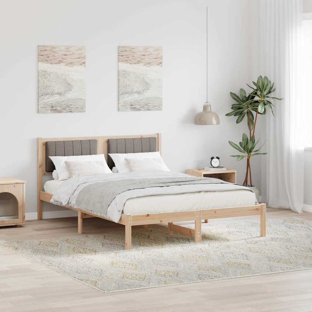 Paturi si accesorii - Cadru de pat cu tăblie tapițată Gri taupe 140 x 200 cm țesătură