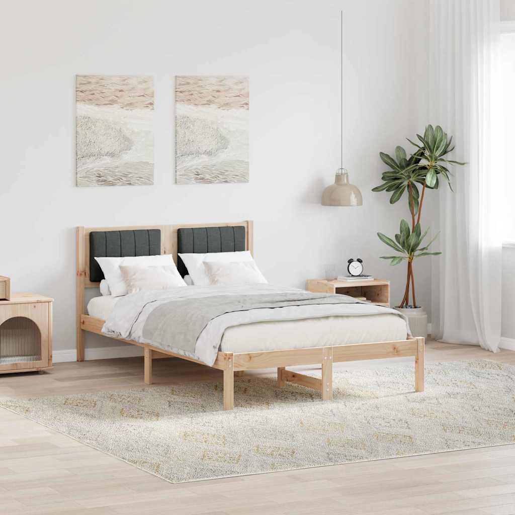 Paturi si accesorii - Cadru de pat cu tăblie tapițată Gri închis 120 x 200 cm