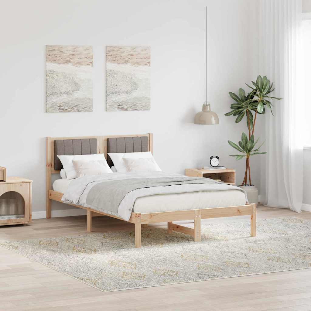 Paturi si accesorii - Cadru de pat cu tăblie tapițată Gri taupe 120 x 200 cm țesătură