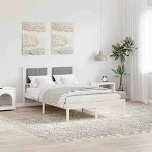 Posteljni okvir z oblazinjenim vzglavjem Svetlo siva