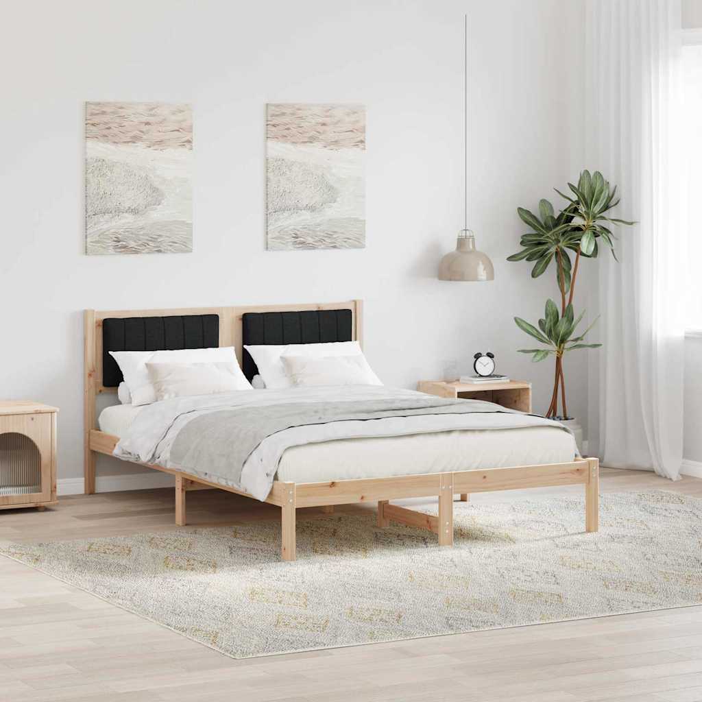 Paturi si accesorii - Cadru de pat cu tăblie tapițată Negru 135 x 190 cm țesătură