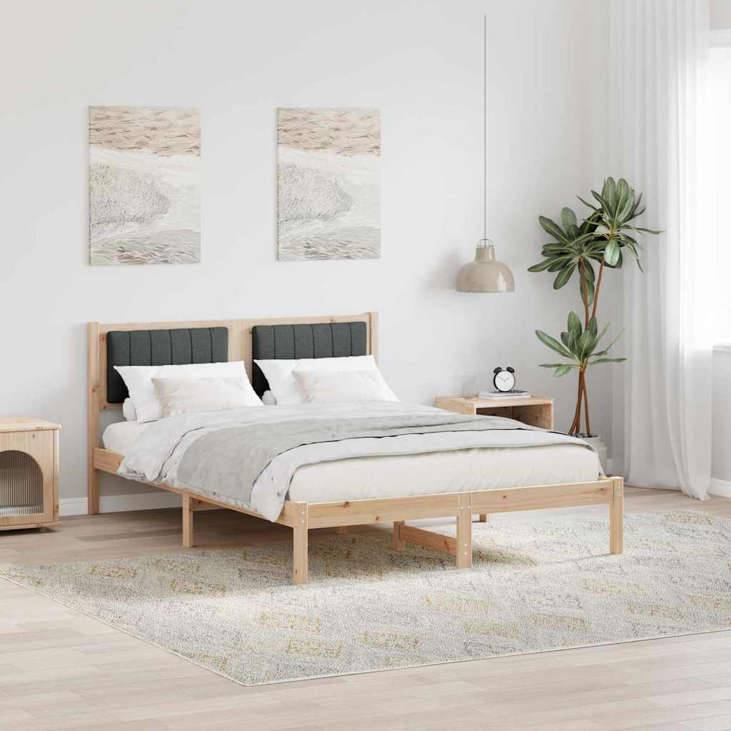 Paturi si accesorii - Cadru de pat cu tăblie tapițată Gri închis 120 x 190 cm