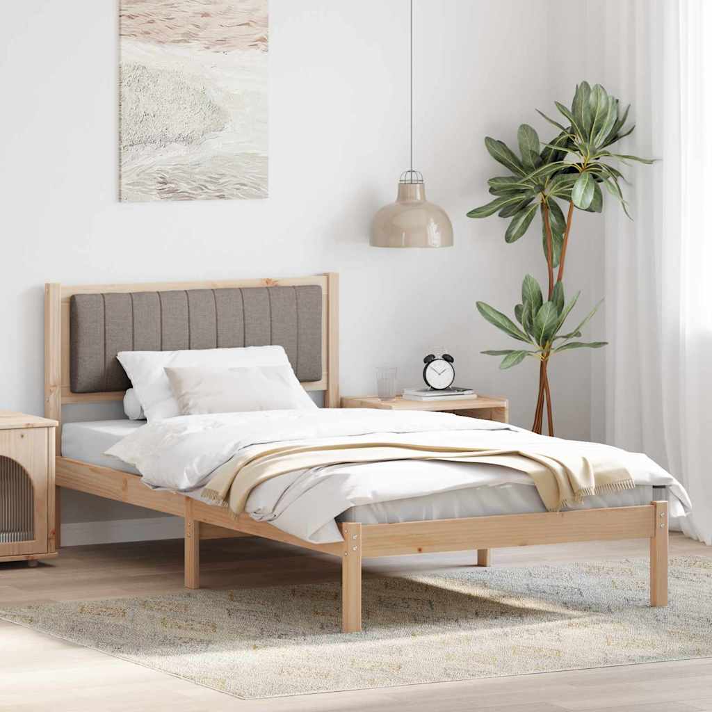 Paturi si accesorii - Cadru de pat cu tăblie tapițată Gri taupe 100 x 200 cm țesătură