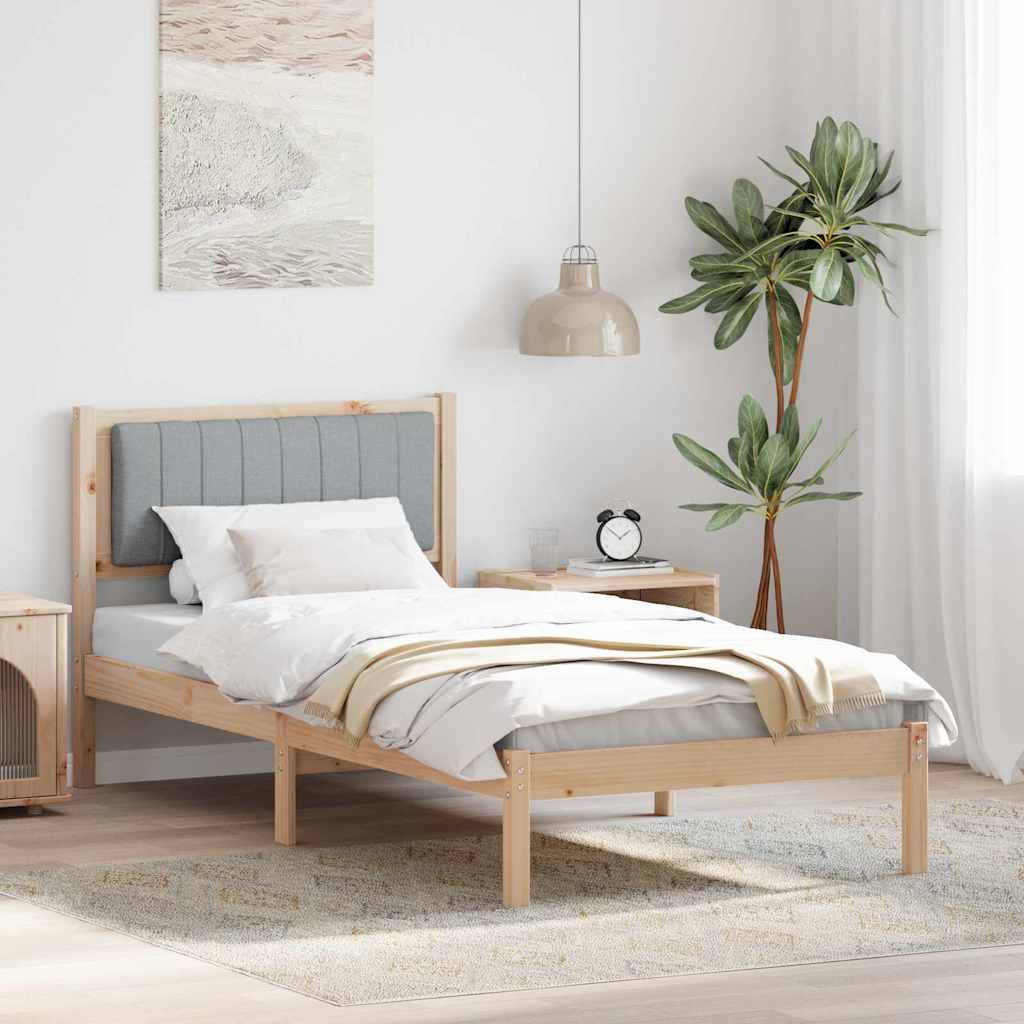Paturi si accesorii - Cadru de pat cu tăblie tapițată Gri deschis 90 x 200 cm