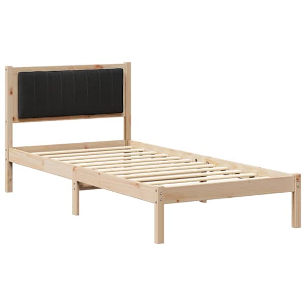 vidaXL Voodiraam Pehme Peatoega peaga Must 90 x 200 cm Tahke m&auml;nd