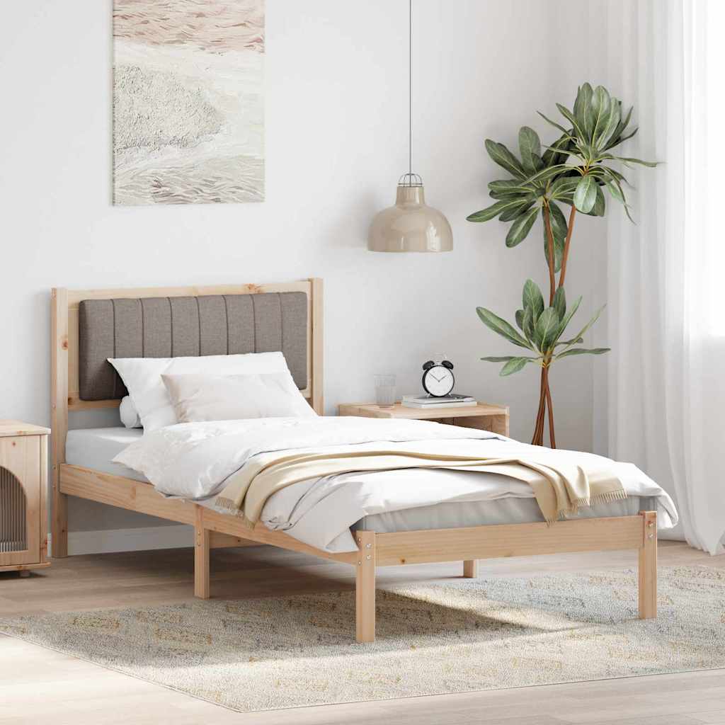 Paturi si accesorii - Cadru de pat cu tăblie tapițată Gri taupe 90 x 200 cm țesătură