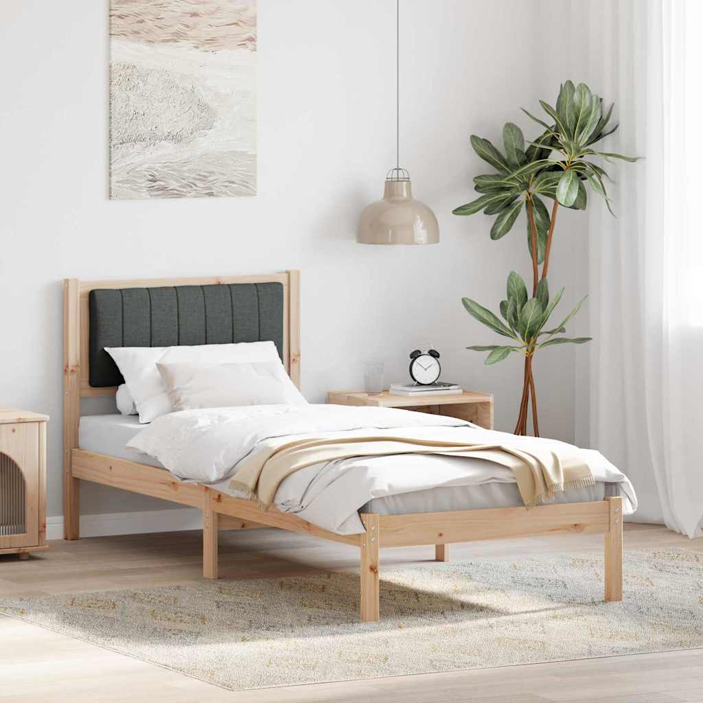 Paturi si accesorii - Cadru de pat cu tăblie tapițată Gri închis 80 x 200 cm țesătură