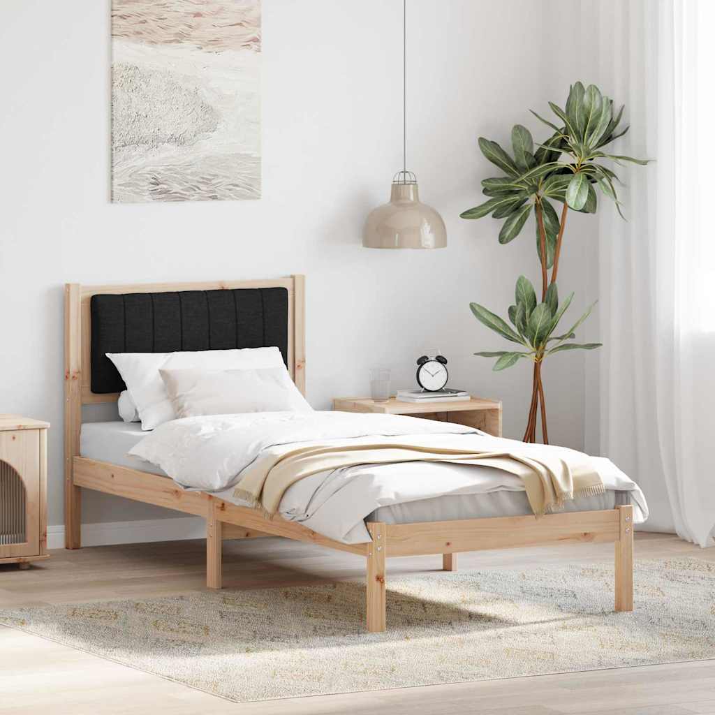 Paturi si accesorii - Cadru de pat cu tăblie tapițată Negru 80 x 200 cm țesătură