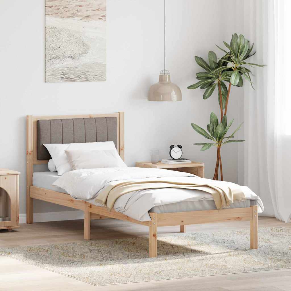 Paturi si accesorii - Cadru de pat cu tăblie tapițată Gri taupe 80 x 200 cm țesătură