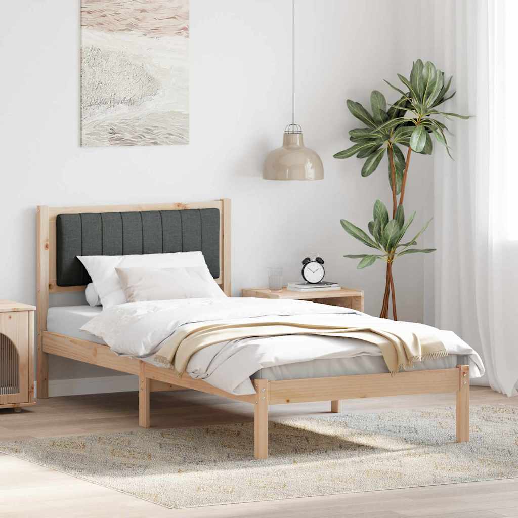 Paturi si accesorii - Cadru de pat cu tăblie tapițată Gri închis 90 x 190 cm țesătură