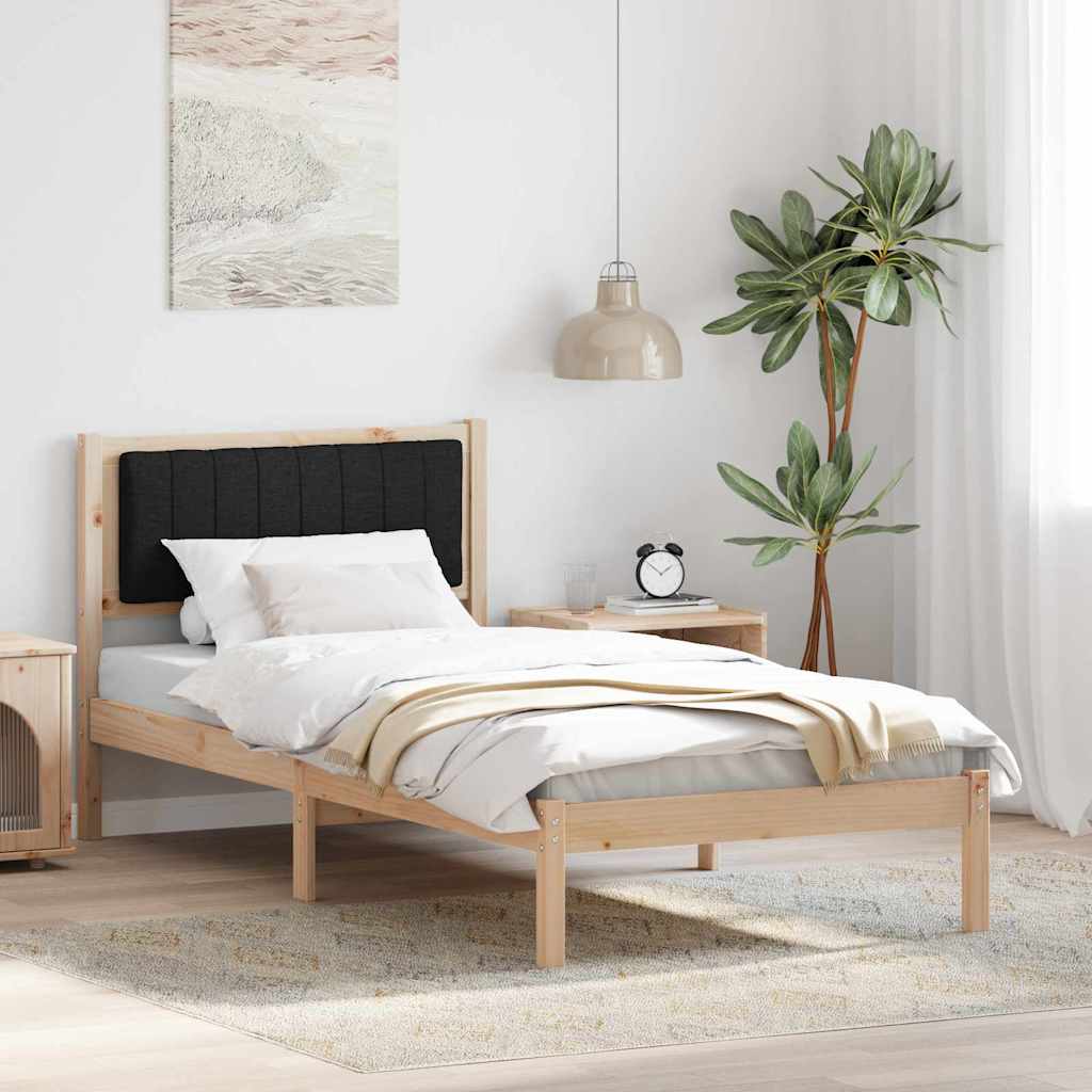 Paturi si accesorii - Cadru de pat cu tăblie tapițată Negru 90 x 190 cm țesătură