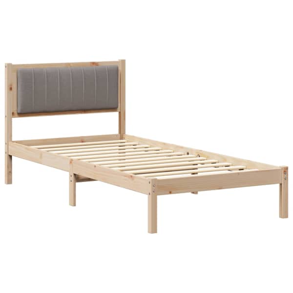 vidaXL Voodiraam Pehme Peatoega Pruunikashall 90 x 190 cm Tahke m&auml;nd