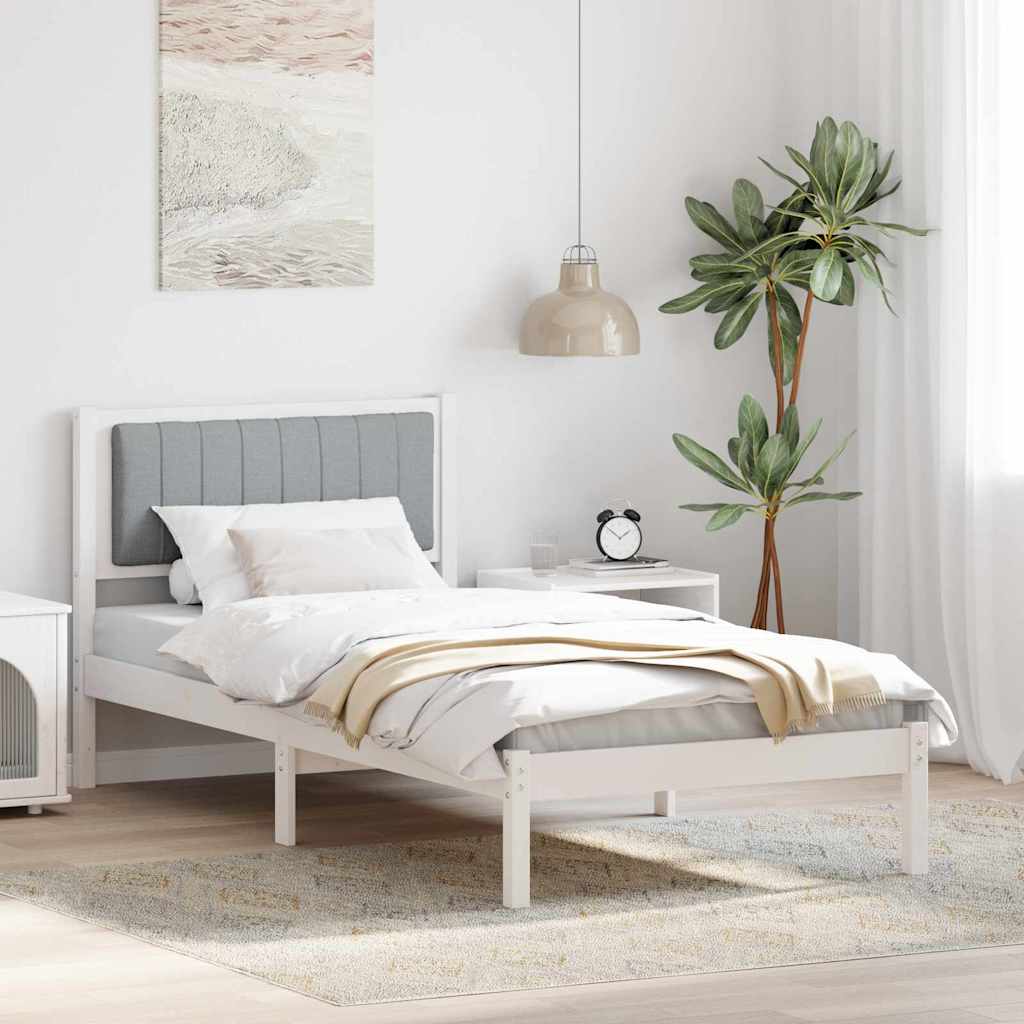 Paturi si accesorii - Cadru de pat cu tăblie tapițată Gri deschis 90 x 190 cm