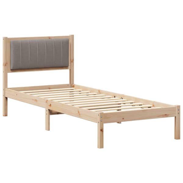 vidaXL Voodiraam Pehme Peatoega Pruunikashall 75 x 190 cm Tahke m&auml;nd