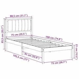 Rám postele s čalouněným čelem s čelo Světle šedá 75 x 190 cm - obrázek 11