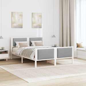 Rám postele s čelo Světle šedá 135 x 190 cm textil - obrázek 4