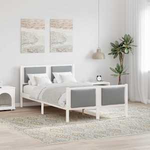 Rám postele s čelo Světle šedá 120 x 190 cm textil - obrázek 1