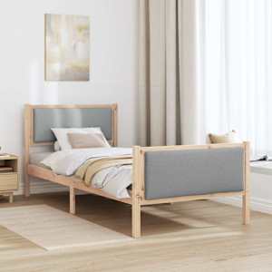 Rám postele s čelo Světle šedá 90 x 200 cm textil - obrázek 4