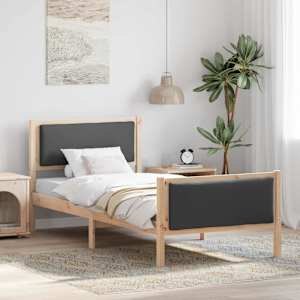 Konstrukcija postelje z vzglavjem Temno siva 90 x 200 cm blago