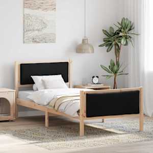 Konstrukcija postelje z vzglavjem Črna 90 x 200 cm blago