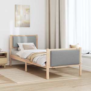 Rám postele s čelo Světle šedá 80 x 200 cm textil - obrázek 4