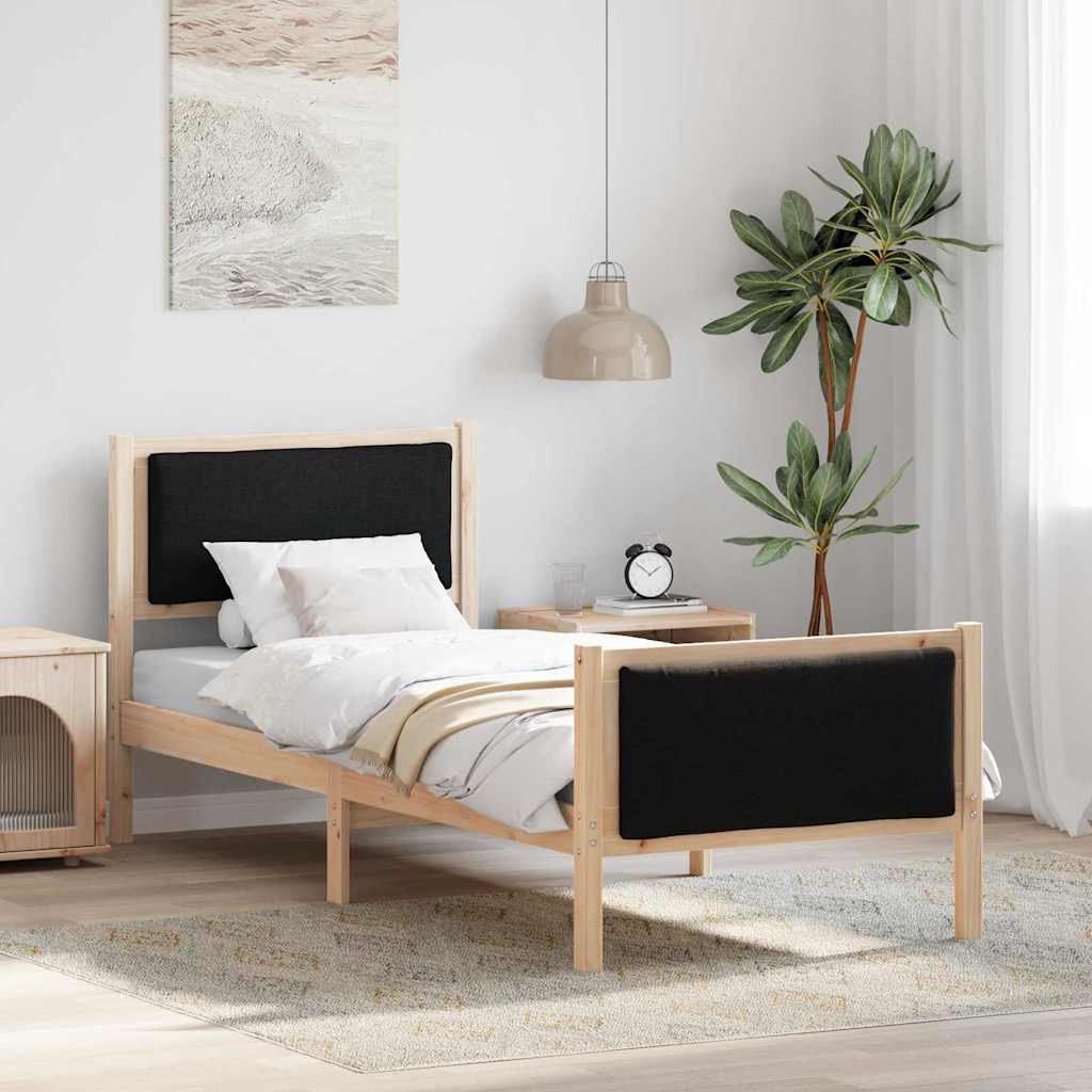 vidaXL Bettgestell mit Kopfteil Schwarz 75 x 190 cm Stoff
