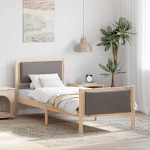 Konstrukcija postelje z vzglavjem Taupe 75 x 190 cm blago
