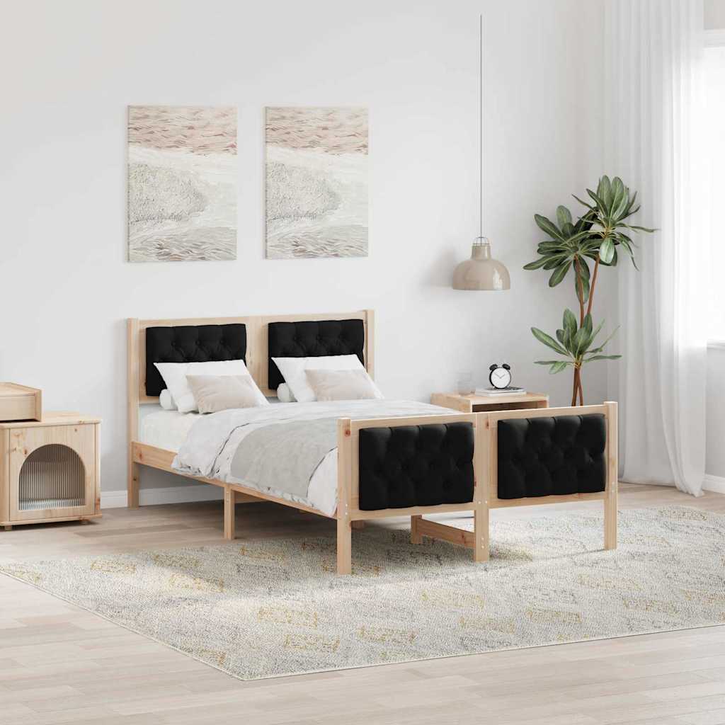 Paturi si accesorii - Cadru de pat cu headboard Negru 120 x 200 cm țesătură