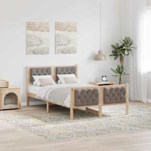 Rám postele s čelo Taupe 120 x 200 cm Masivní borové dřevo - obrázek 1