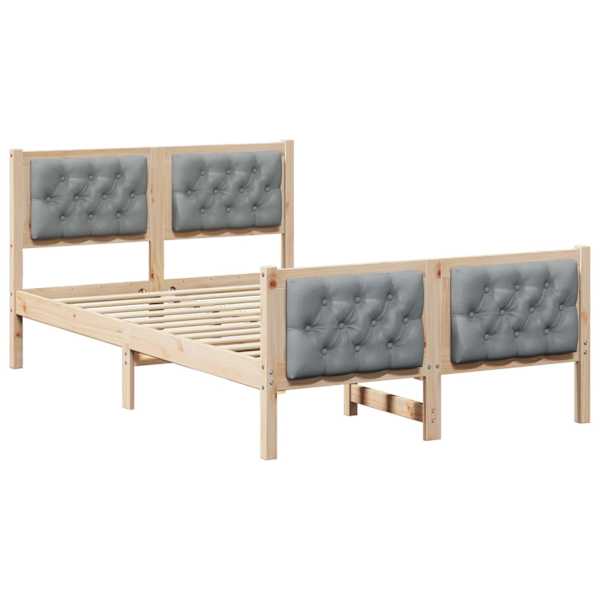 vidaXL Voodi raam peaga Helehall 135 x 190 cm Tahke m&auml;nd