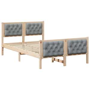Rám postele Světle šedá 135 x 190 cm Masivní borové dřevo - obrázek 2