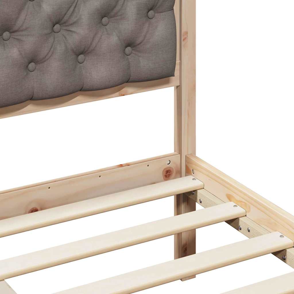 Bedframe met hoofdeinde Taupe 135 x 190 cm Massief grenenhout image 8