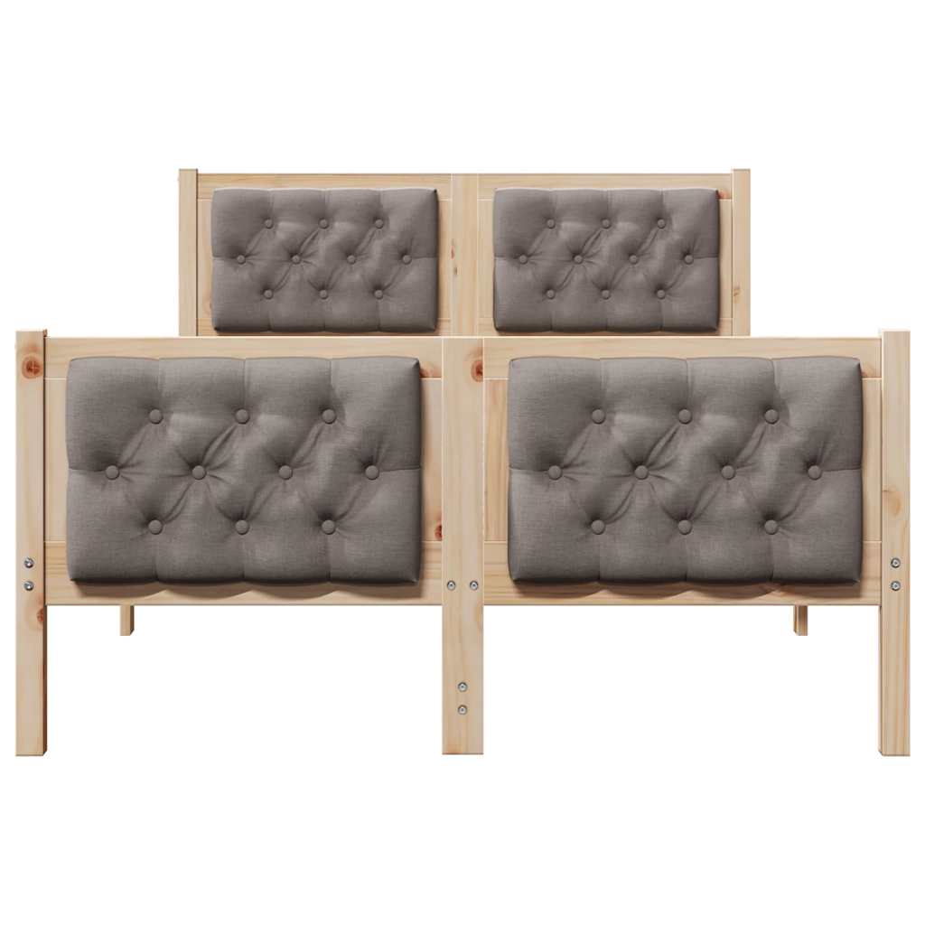 Bedframe met hoofdeinde Taupe 135 x 190 cm Massief grenenhout image 5
