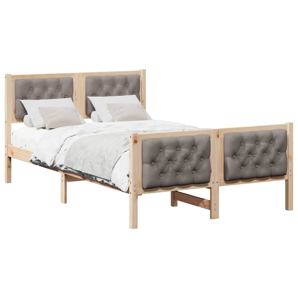 Bedframe met hoofdeinde Taupe 135 x 190 cm Massief grenenhout image 3