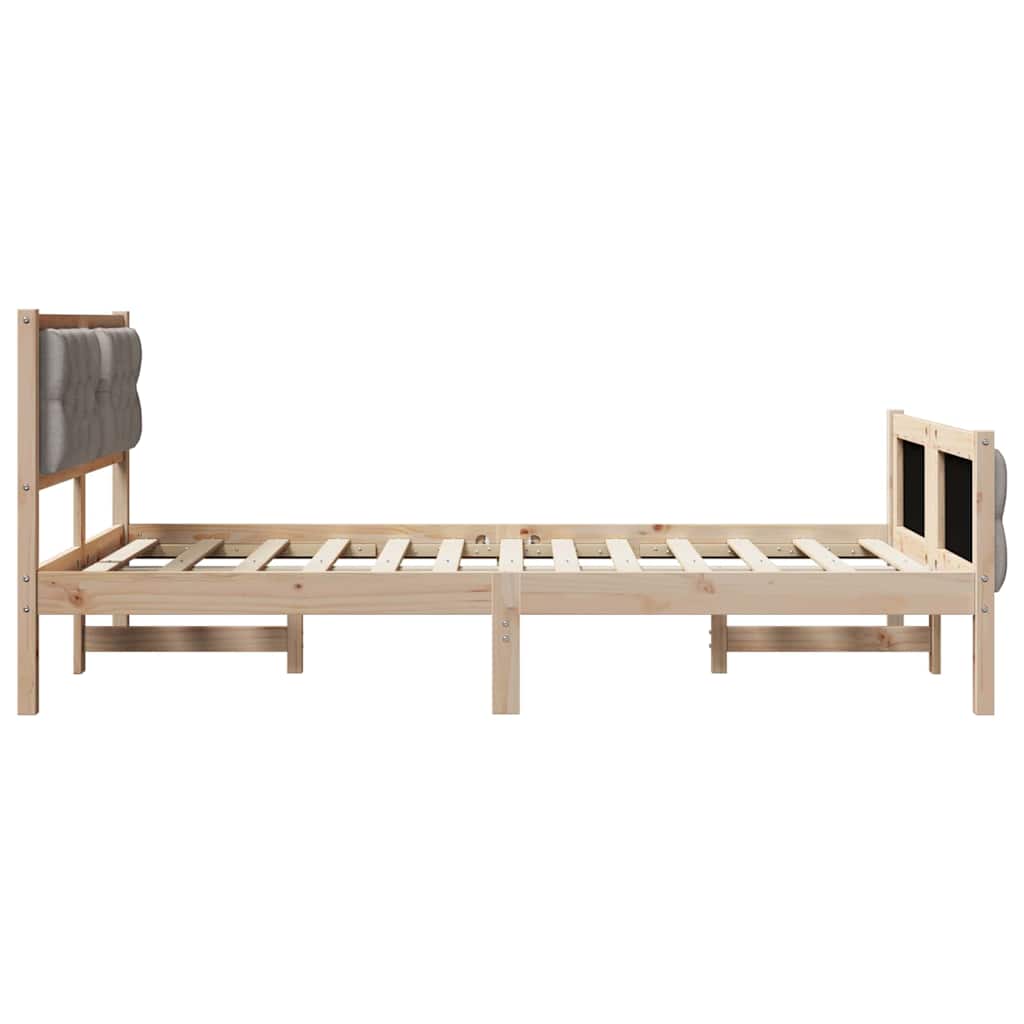 Bedframe met hoofdeinde Taupe 135 x 190 cm Massief grenenhout image 6