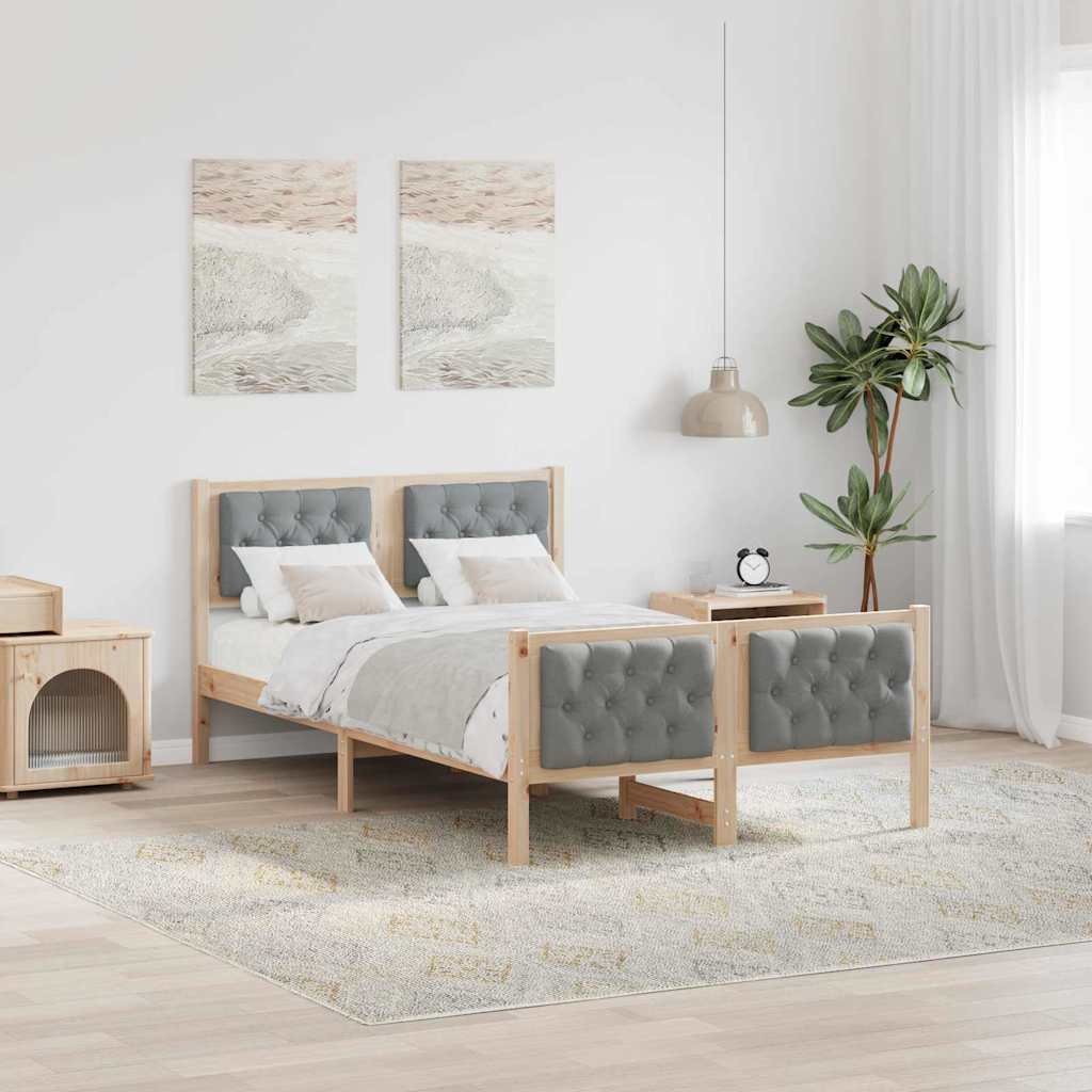 Paturi si accesorii - Cadru de pat cu headboard Gri deschis 120 x 190 cm țesătură