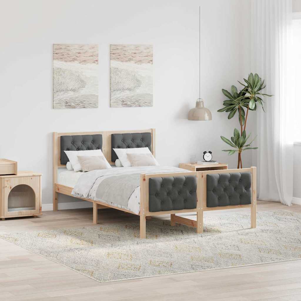 Paturi si accesorii - Cadru de pat cu headboard Gri închis 120 x 190 cm țesătură