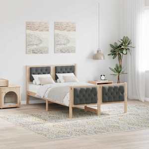 Konstrukcija postelje z vzglavjem Temno siva 120 x 190 cm