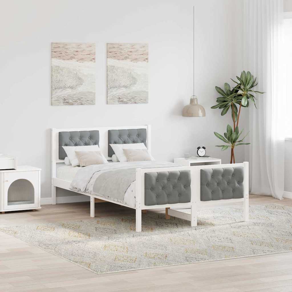 Paturi si accesorii - Cadru de pat cu headboard Gri deschis 120 x 190 cm țesătură