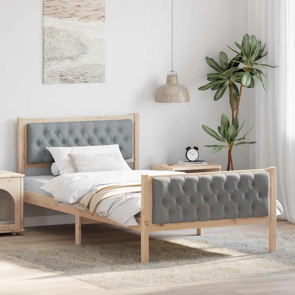 Paturi si accesorii - Cadru de pat cu headboard Gri deschis 100 x 200 cm țesătură