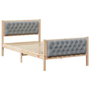 Rám postele Světle šedá 100 x 200 cm Masivní borové dřevo - obrázek 2