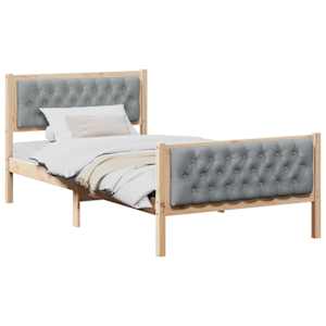 Rám postele Světle šedá 100 x 200 cm Masivní borové dřevo - obrázek 3