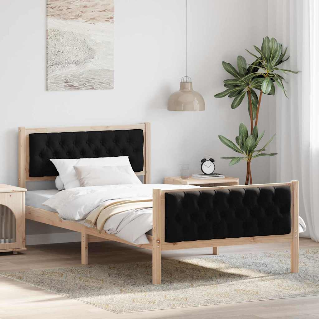 Paturi si accesorii - Cadru de pat cu headboard Negru 100 x 200 cm țesătură
