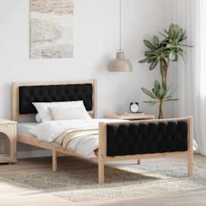 Konstrukcija postelje Črna 100 x 200 cm Masivno borovo les