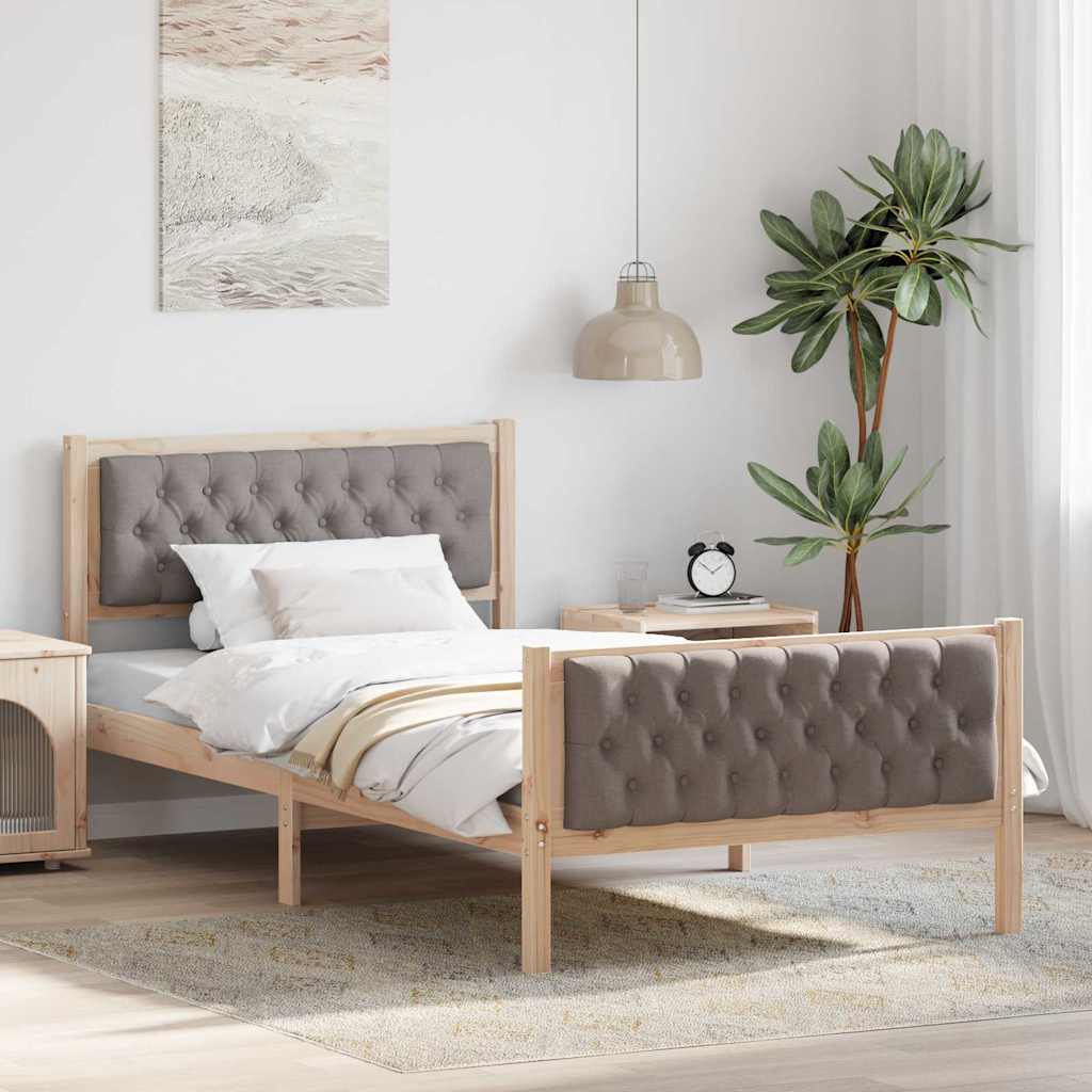 Paturi si accesorii - Cadru de pat cu headboard Gri taupe 100 x 200 cm țesătură