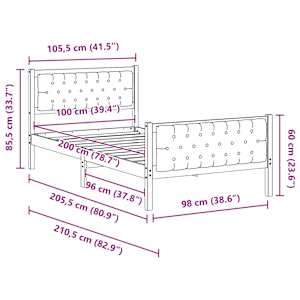 Rám postele s čelo Taupe 100 x 200 cm Masivní borové dřevo - obrázek 11