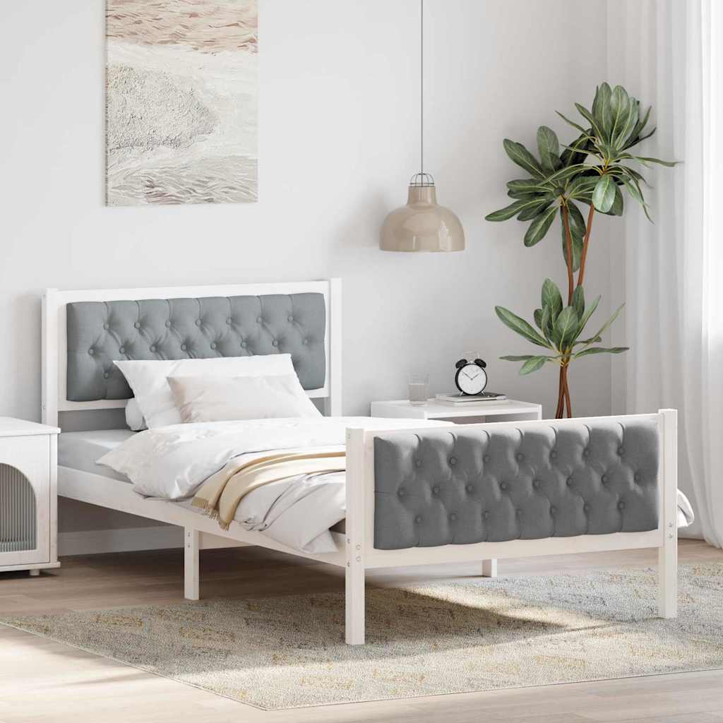 Paturi si accesorii - Cadru de pat cu headboard Gri deschis 100 x 200 cm țesătură